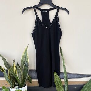 Fashion Nova Black Mini Dress with Studded Straps